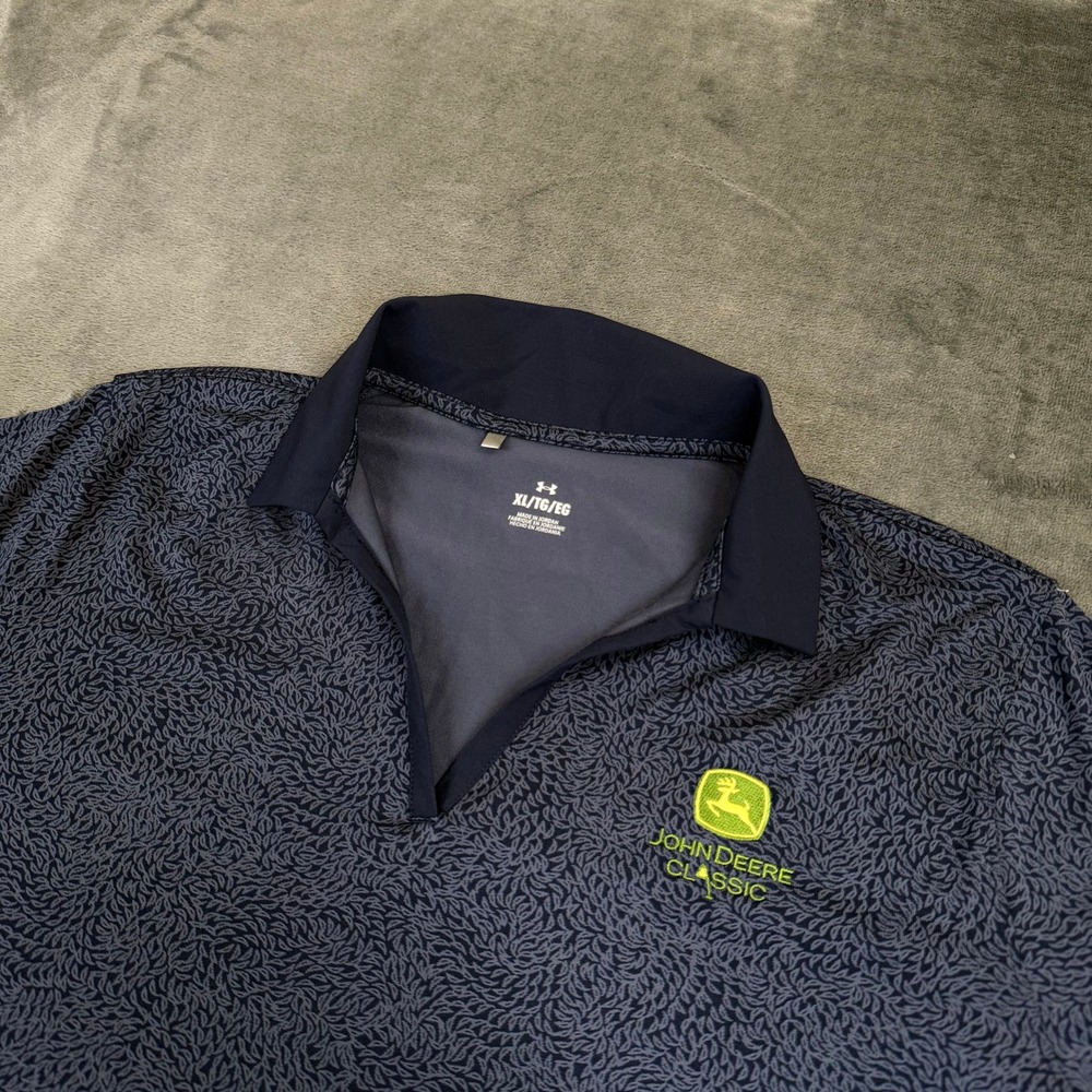Under Armour John Deere Classic Polo Shirt Womens Extra Large Navy Blue Golf